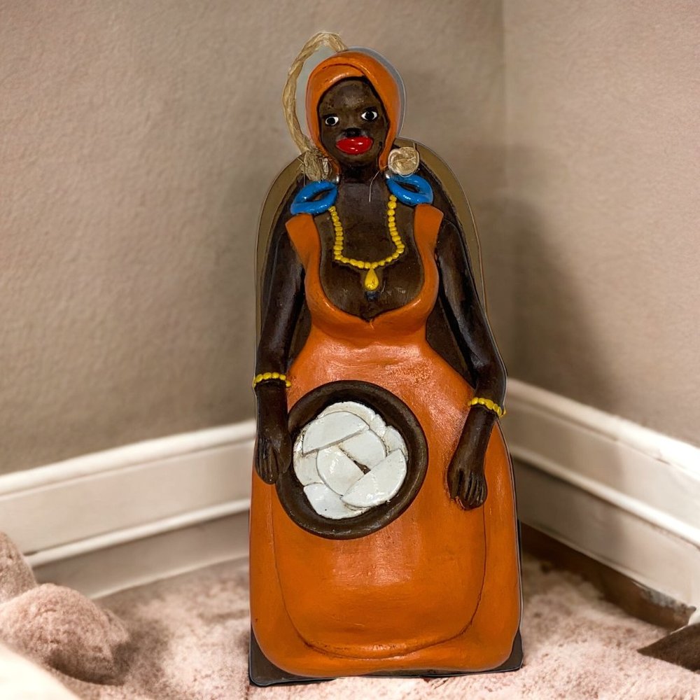 African Woman Pottery Wall Hanging Eclectic Decor Collectible